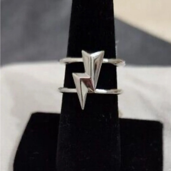 KENDRA SCOTT BOLT DOUBLE BAND RING - SILVER Sz: 7 - Picture 2 of 10